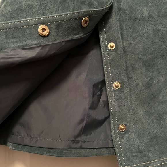 NWOT Real Suede Mini Skirt (dark teal green). Genuine Leather! - Picture 3 of 3